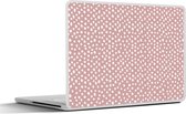 Laptop sticker - 15.6 inch - Roze - Stippen - Wit - Patronen - 36x27,5cm - Laptopstickers - Laptop skin - Cover