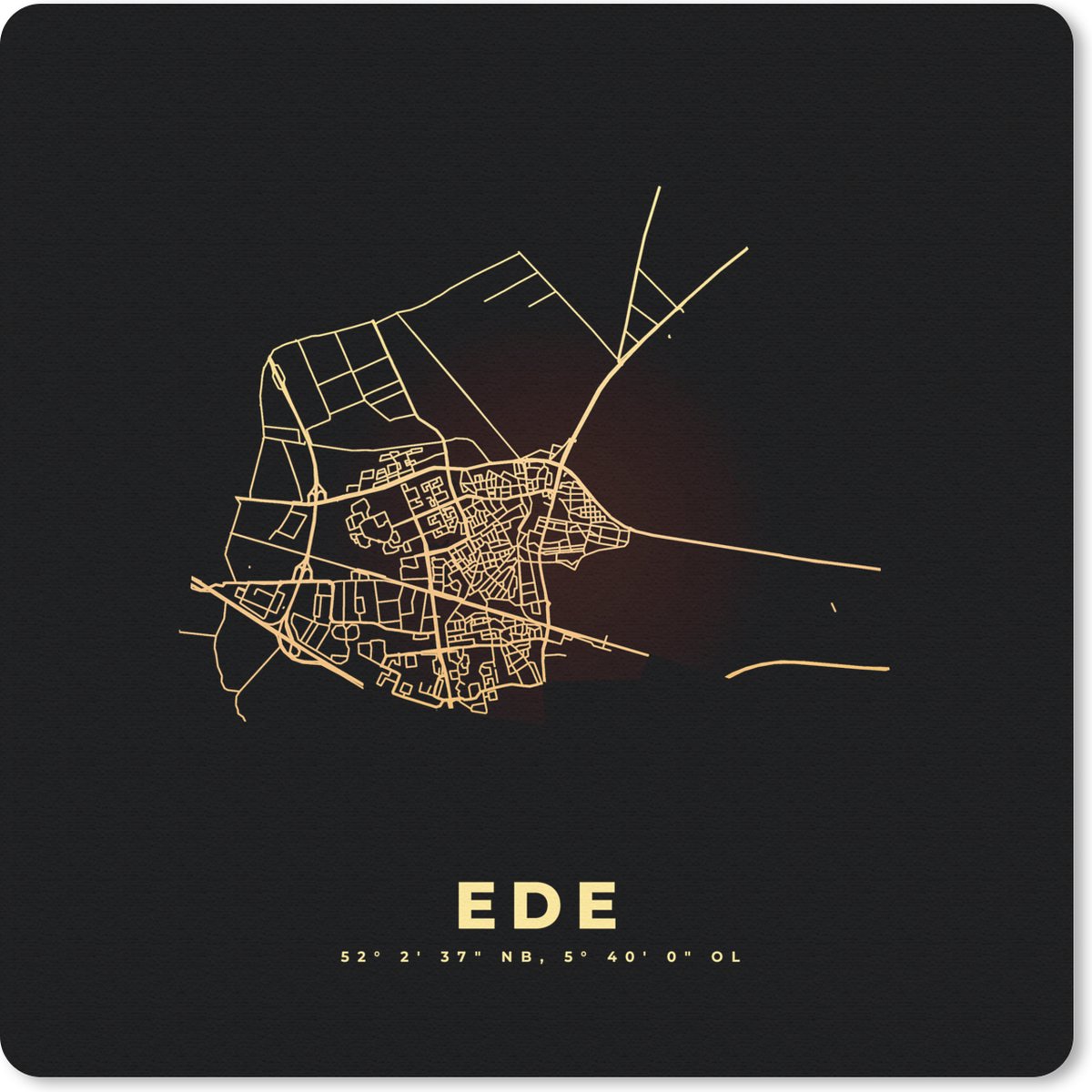 Muismat 20x20 cm - Mousepad Ede - Stadskaart - Kaart - Plattegrond - Muismatten - Stadskaart