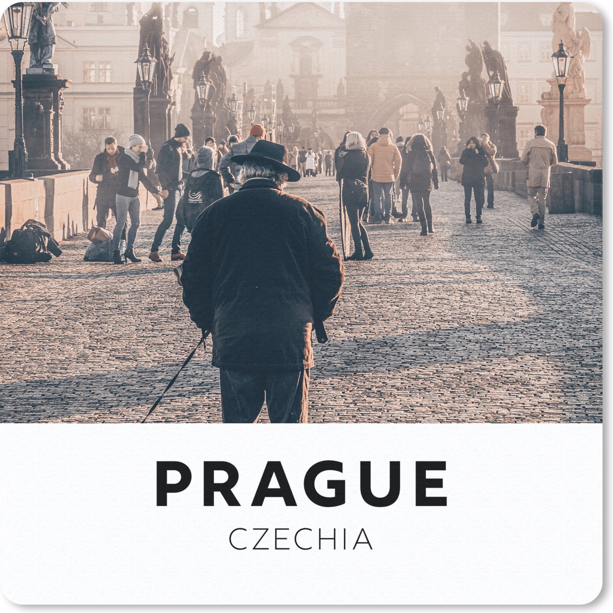 Muismat 30x30 cm - Mousepad Praag - Tsjechië - Man - Muismatten