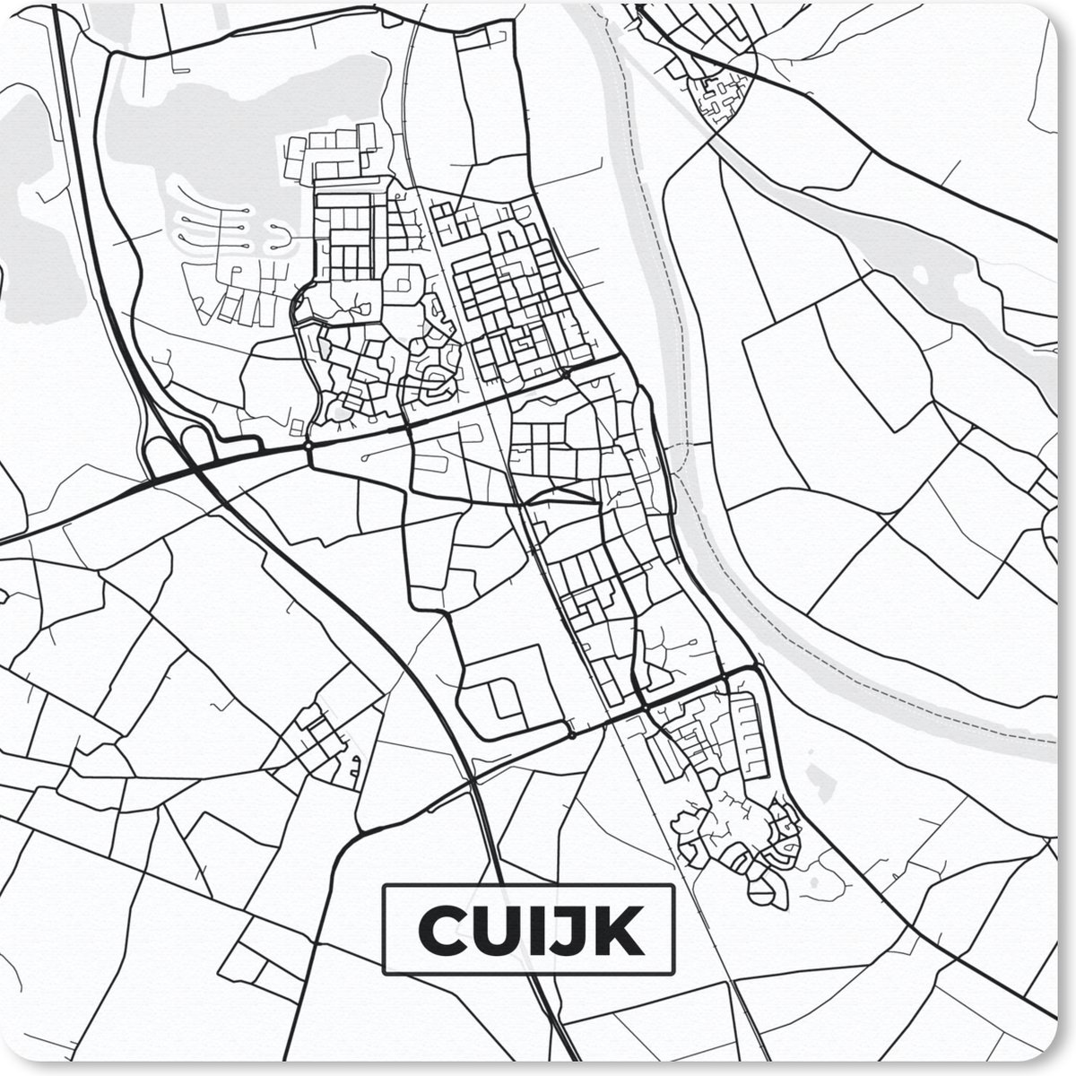 Muismat 30x30 cm - Mousepad Plattegrond - Guijk - Kaart - Stadskaart - Muismatten - Stadskaart