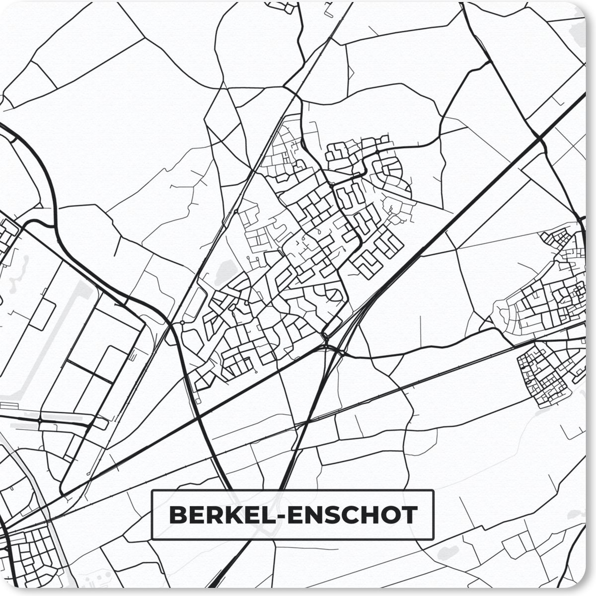 Muismat 20x20 cm - Mousepad Berkel-Enschot - Plattegrond - Stadskaart - Kaart - Muismatten - Stadskaart