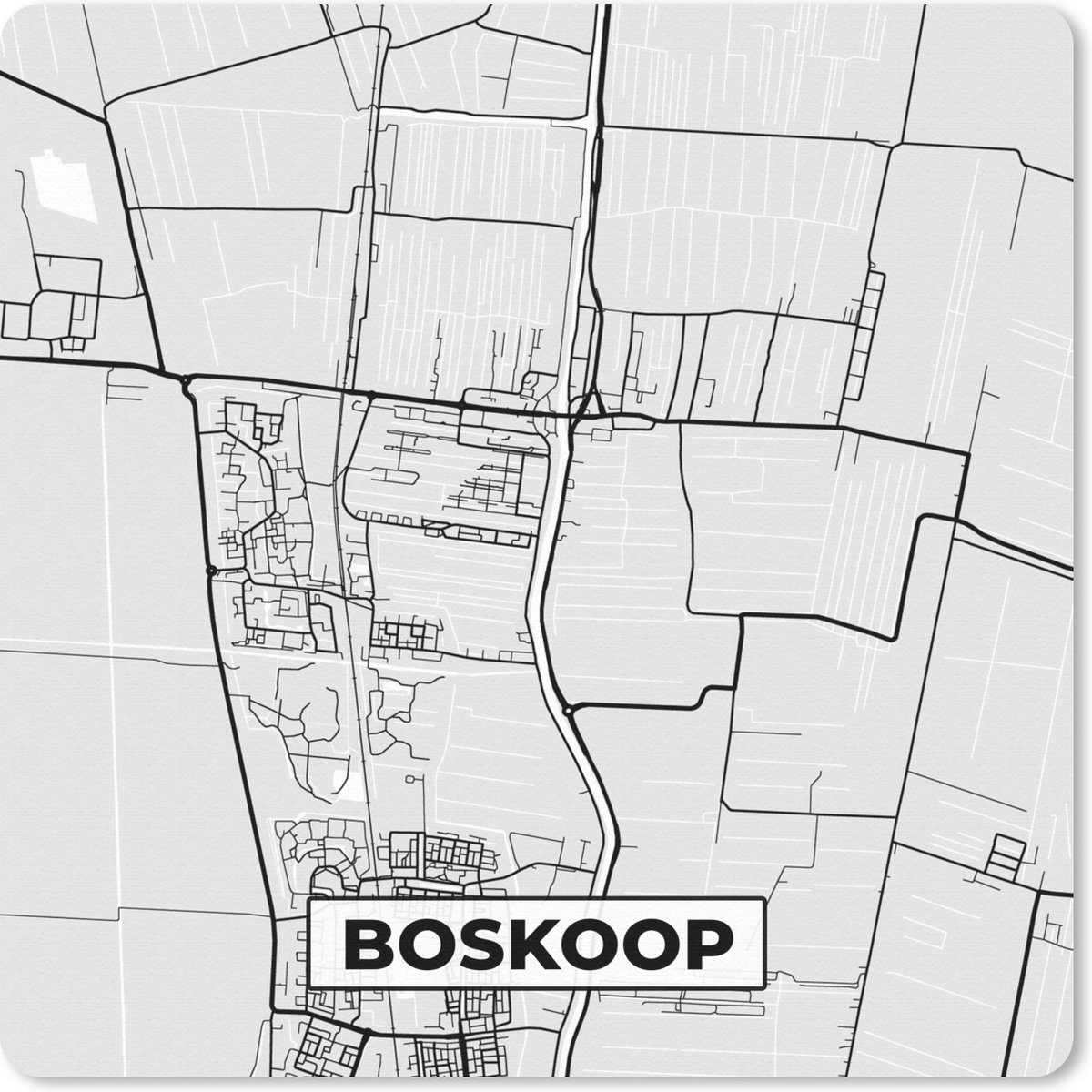 Muismat 30x30 cm - Mousepad Kaart - Boskoop - Plattegrond - Stadskaart - Muismatten - Stadskaart