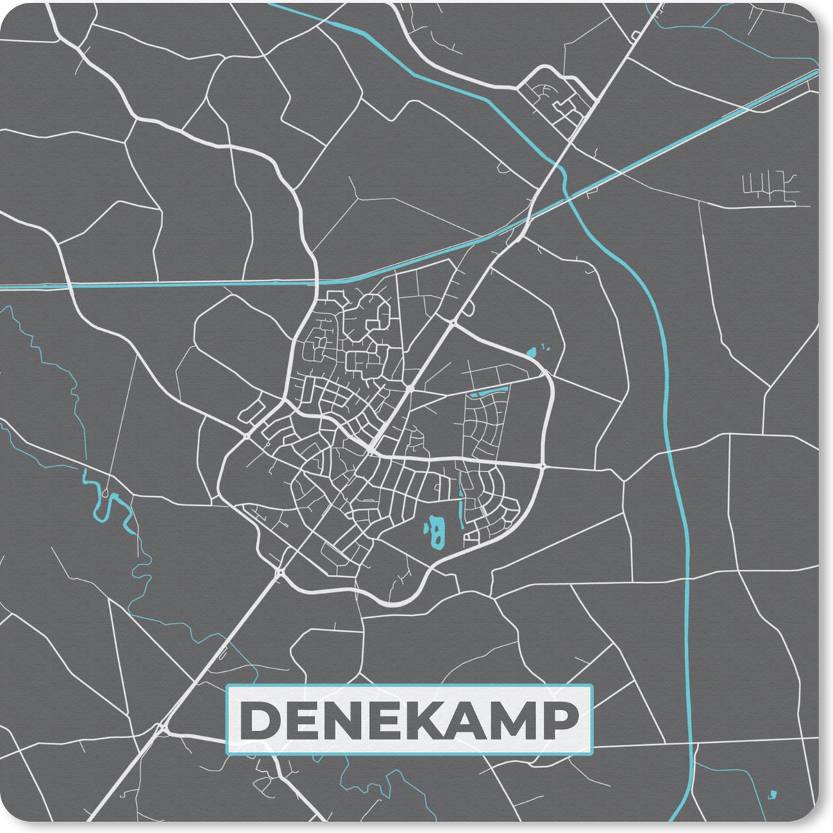 Muismat 20x20 cm - Mousepad Denekamp - Kaart - Plattegrond - Stadskaart - Muismatten - Stadskaart