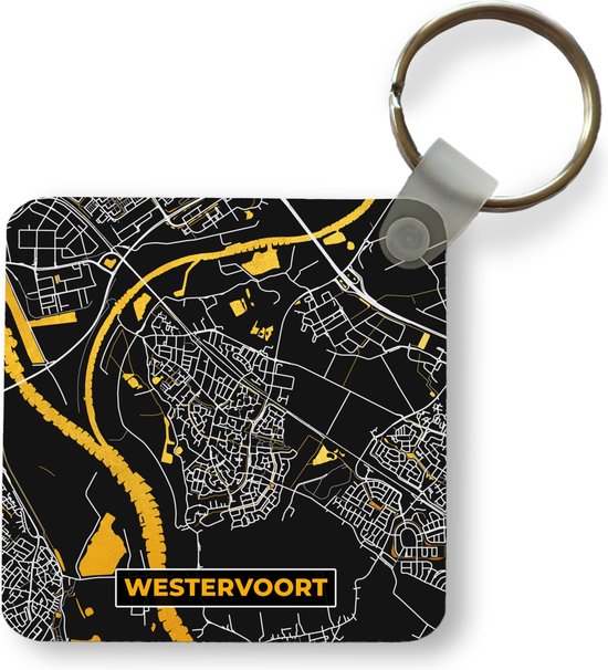 Sleutelhanger - Uitdeelcadeautjes - Stadskaart - Westervoort - Goud - Kaart - Plattegrond - Plastic