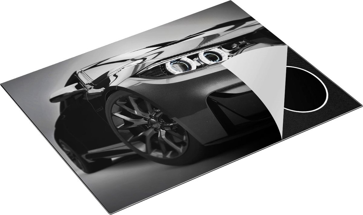 Chefcare Inductie Beschermer Grijze Sportwagen Auto - Zwart Wit - 77x59 cm - Afdekplaat Inductie - Kookplaat Beschermer - Inductie Mat