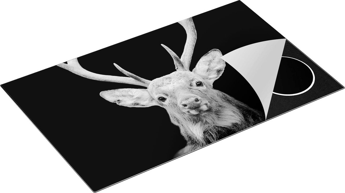 Chefcare Inductie Beschermer Hertenkop - Zwart Wit - 85x52 cm - Afdekplaat Inductie - Kookplaat Beschermer - Inductie Mat
