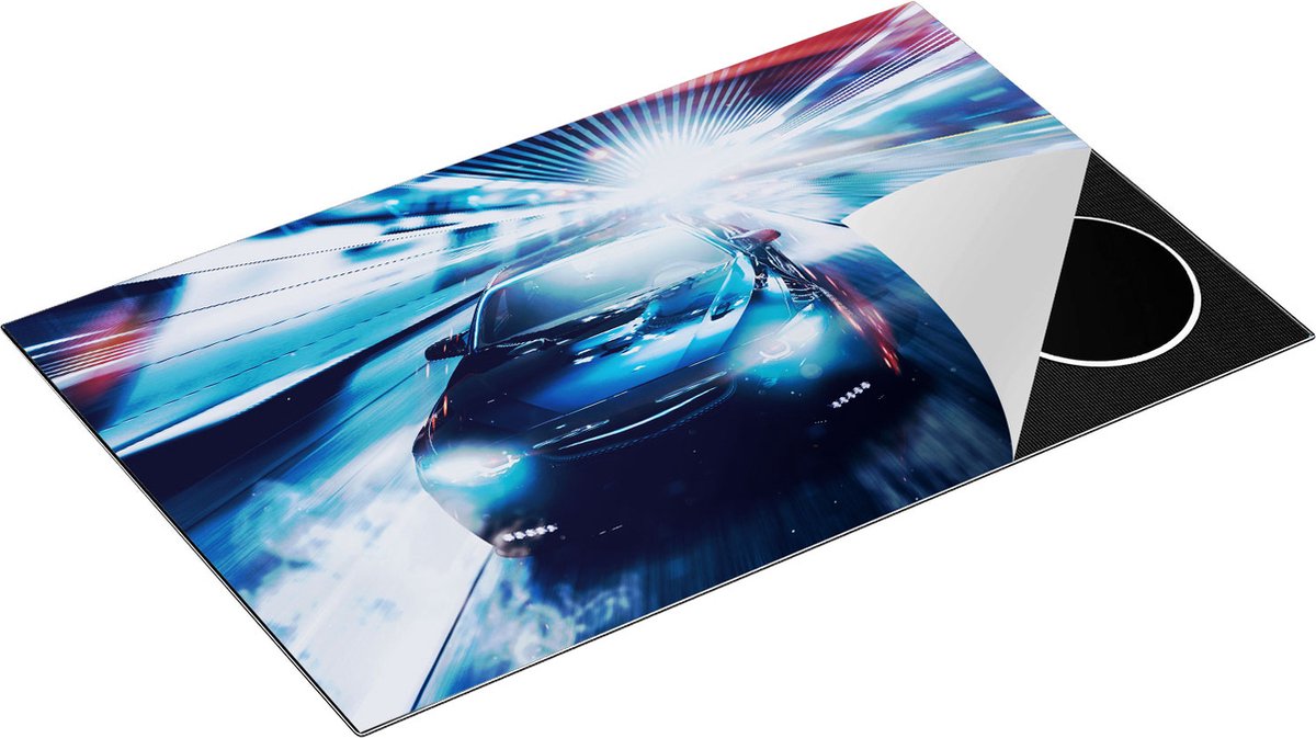 Chefcare Inductie Beschermer Zwarte Sportwagen Auto - Abstract - 85x55 cm - Afdekplaat Inductie - Kookplaat Beschermer - Inductie Mat
