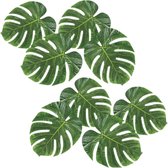 Hawaii/zomerse/tropische decoratie monstera palmen bladeren set van 12x stuks - 15 x 35 cm per blad - Versieringen