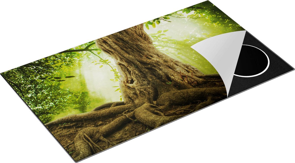 Chefcare Inductie Beschermer Grote Boom in het Bos met Wortels - 90x52 cm - Afdekplaat Inductie - Kookplaat Beschermer - Inductie Mat