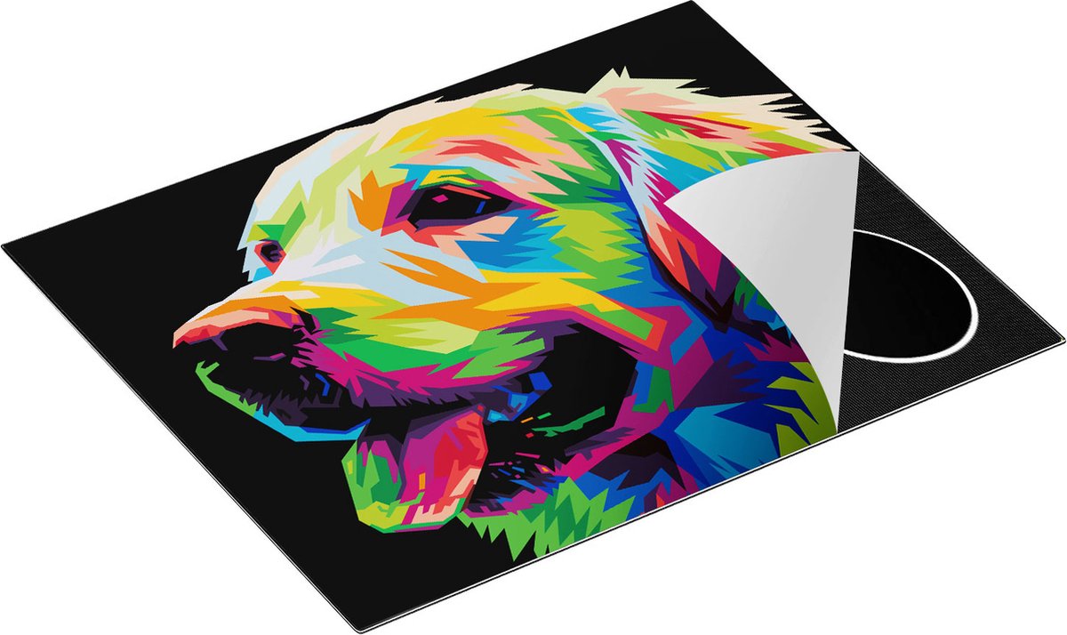 Chefcare Inductie Beschermer Kleurrijke Hond - Abstract - 65x50 cm - Afdekplaat Inductie - Kookplaat Beschermer - Inductie Mat