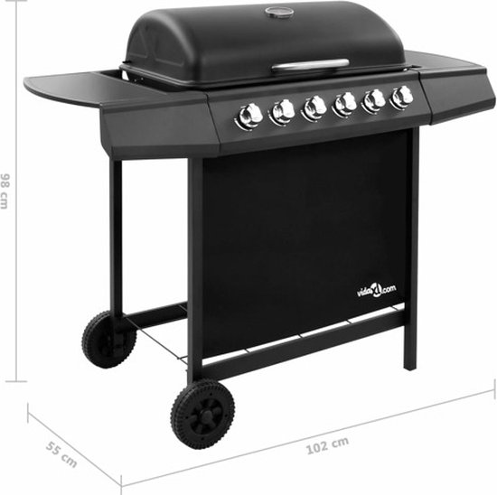 vidaXL Gasbarbecue met 6 branders zwart van VidaXL — afbeelding 5