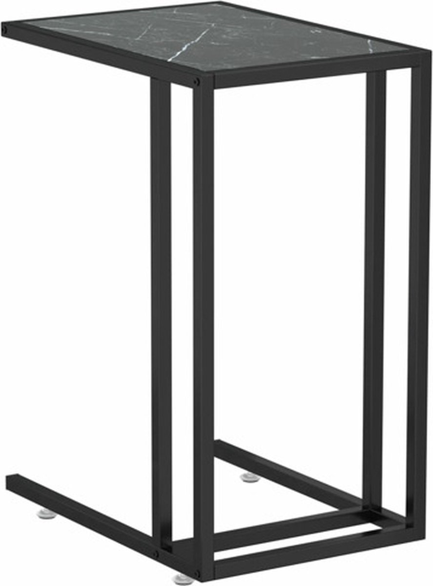 vidaXL Computer - bijzettafel - 50x35x65 - cm - gehard - glas - zwartmarmerkleurig