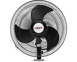 Ralight - Wandventilator 50cm - Professionele kwaliteit - Zwart - 3 standen - Zwenkbaar - Erg sterk en krachtig