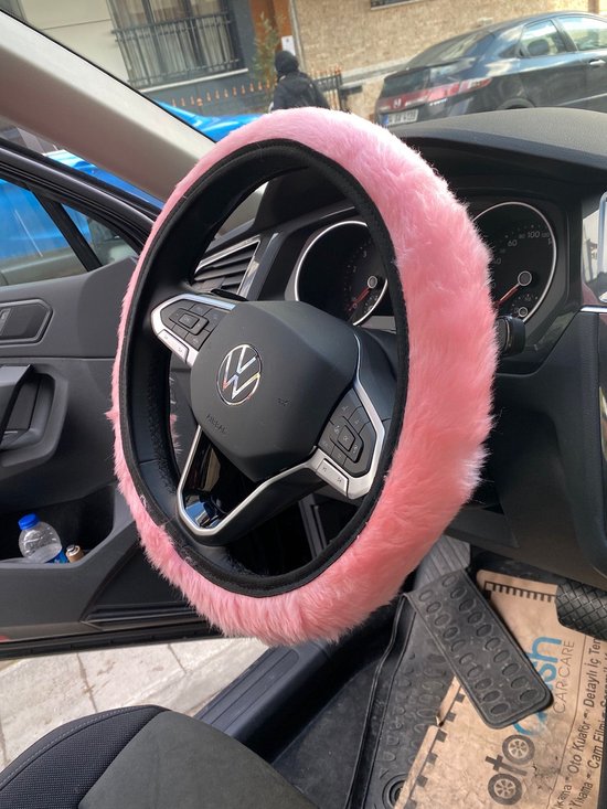 Luxe zachte pluche roze stuurhoes - auto accessorie - Stuurhoes voor auto,... | bol.com