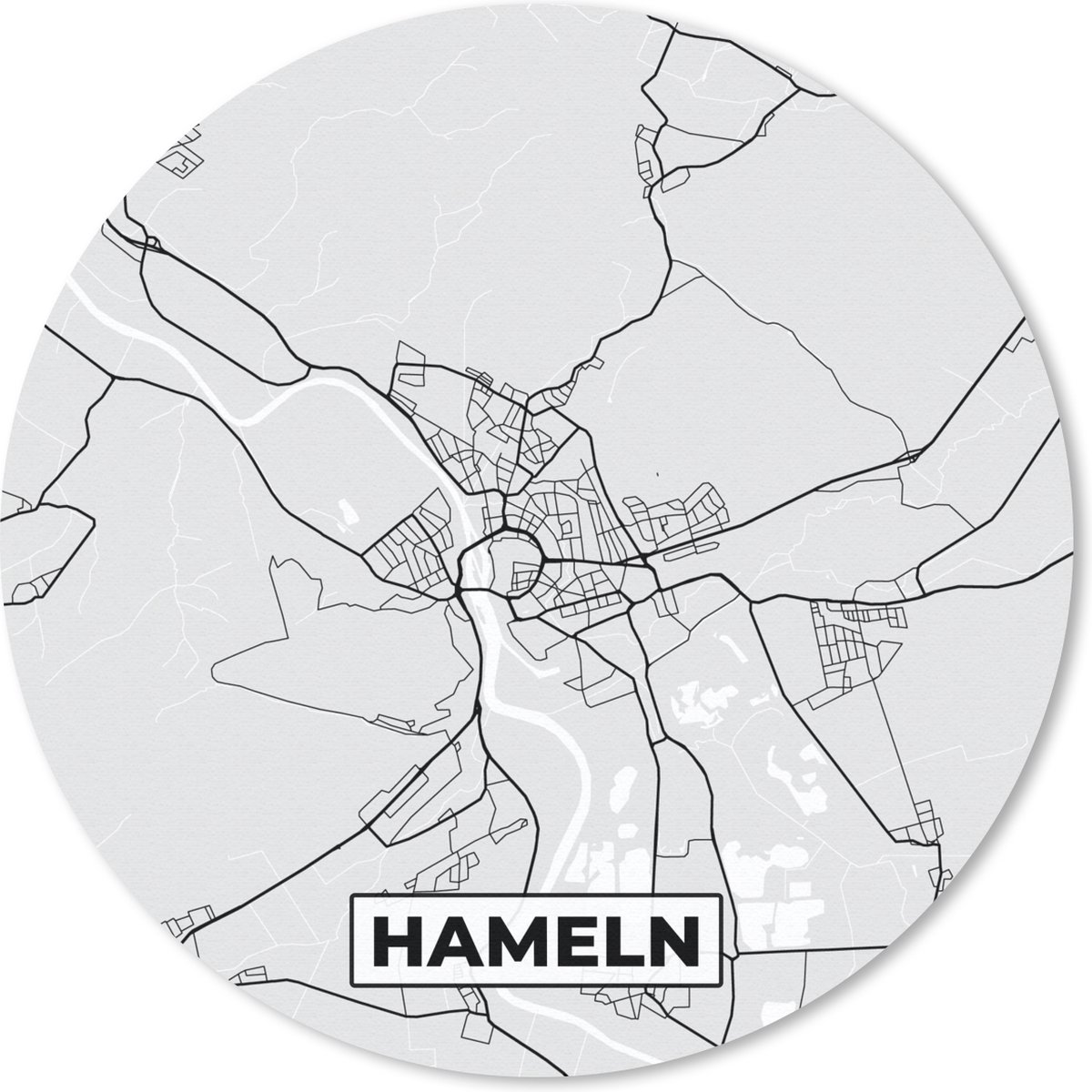 Muismat rond 40x40 cm - Mousepad Plattegrond - Duitsland - Hameln - Stadskaart - Kaart - Ronde muismatten - Stadskaart