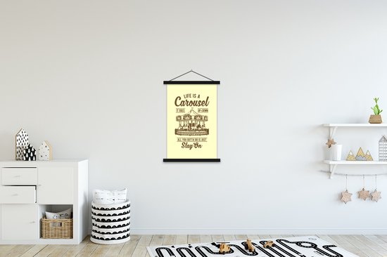 Affiche scolaire - Fête foraine - Jaune - Vintage - 60x90 cm - Lattes noires
