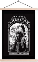 Porte-affiche avec affiche - Affiche scolaire - Indien - Vintage - Zwart - Wit - 60x90 cm - Lattes vierges - Cadeau Vaderdag - Cadeau - Cadeau pour lui - Astuce - Hommes
