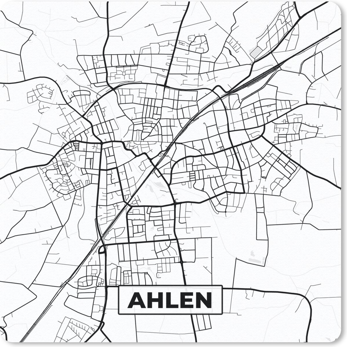Muismat 30x30 cm - Mousepad Plattegrond - Ahlen - Kaart - Stadskaart - Muismatten - Stadskaart
