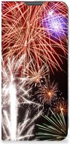 Smartphone Hoesje Kerstcadeau Motorola Moto G22 Portemonnee hoesje Vuurwerk