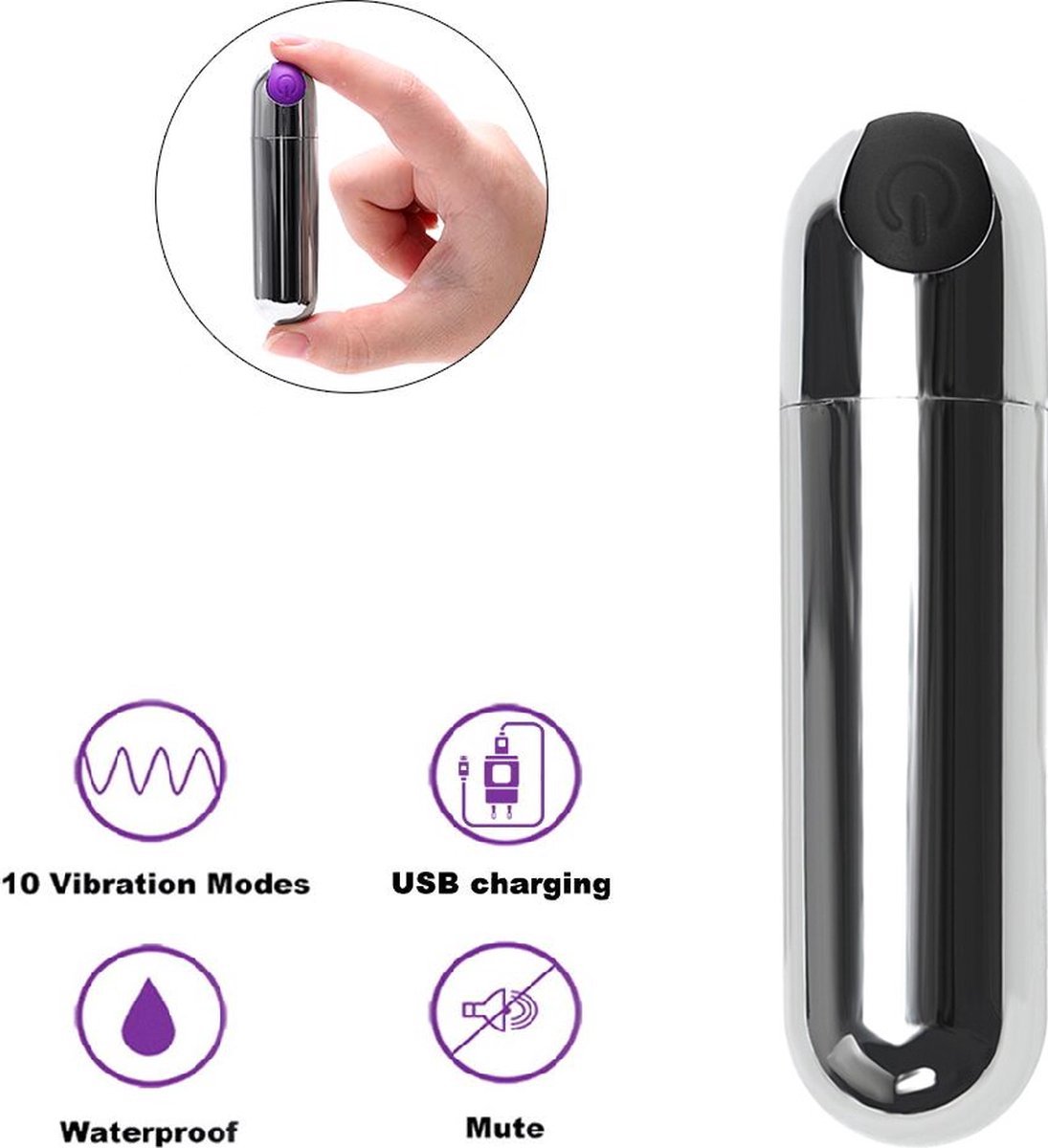 Happy Tears | Intense mini vibrator met Turbo Vibraties voor vrouwen | Dildo | Krachtige vibraties | Massage | Vagina | 10 verschillende vibratiestanden | Gspot en Clitoris stimulator | zwart