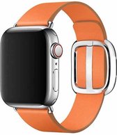 Kunstleren bandje compatibel met Apple Watch 41/40/38, Oranje, met moderne gesp