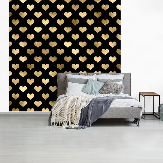 Papier peint - Motifs Papier peint photo - Coeur - Goud - Largeur 300 cm x Hauteur 300 cm