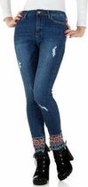 jeans blauw met gekleurde pijp L