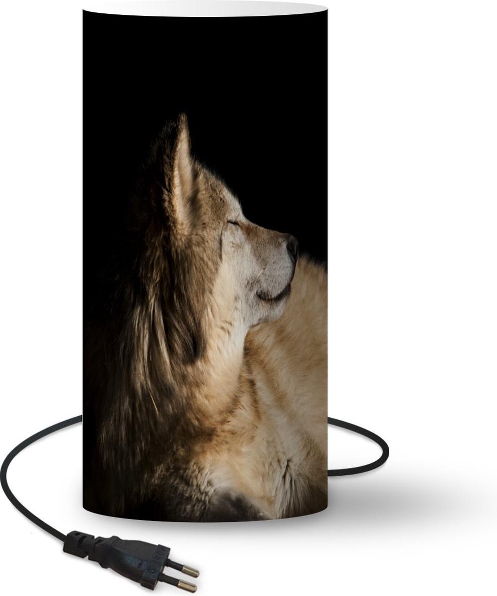 Lamp - Nachtlampje - Tafellamp slaapkamer - Tevreden arctische wolf - 54 cm hoog - Ø24.8 cm - Inclusief LED lamp