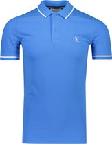 Calvin Klein Polo Blauw Aansluitend - Maat S - Heren - Herfst/Winter Collectie - Katoen;Elastaan