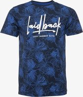 Unsigned heren T-shirt met print - Blauw - Maat XL