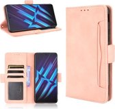 Voor ZTE nubia Red Magic 6R Huid Voelen Kalf Patroon Horizontale Flip Leather Case met Houder & Kaartsleuven & Fotolijst (Roze)