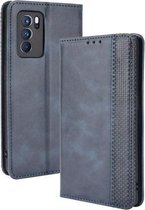 Voor OPPO Reno6 Pro 5G Magnetische Gesp Retro Crazy Horse Textuur Horizontale Flip Leather Case met Houder & Kaartsleuven & Fotolijst (Blauw)