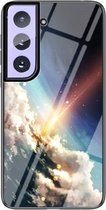 Voor Samsung Galaxy S21+ Sterrenhemel Geschilderd Gehard Glas TPU Schokbestendig Beschermhoes (Heldere Sterren)