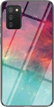 Voor Samsung Galaxy A02s EU Versie Sterrenhemel Geschilderd Gehard Glas TPU Schokbestendig Beschermhoes (Kleur Sterrenhemel)