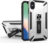 War-god Armor TPU + PC Schokbestendige magnetische beschermhoes met opvouwbare houder voor iPhone X / XS (zilver)