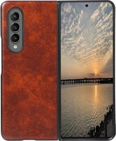 Voor Samsung Galaxy Z Fold3 5G Business Lederen Textuur Schokbestendig Beschermende Lederen Case (Bruin)