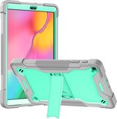 Voor Samsung Galaxy Tab A 10.1 (2019) siliconen + pc schokbestendige beschermhoes met houder (grijs + groen)