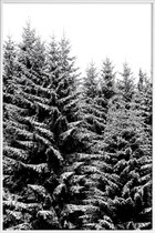 JUNIQE - Poster in kunststof lijst Besneeuwde kerstbomen -20x30 /Grijs