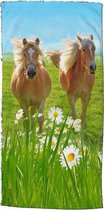 strandlaken Horses 75 x 150 cm velours groen