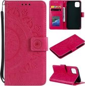 Totem Flower reliëf horizontale flip TPU + PU lederen tas met houder & kaartsleuven & portemonnee voor iPhone 13 Pro Max (rood)