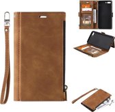 Zijrits Achterkaart Horizontale Flip PU-lederen hoes met kaartsleuven & portemonnee & fotolijst & lanyard voor iPhone 8 Plus / 7 Plus (bruin)
