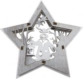 kersthanger ster met rendier 13,5 x 2 cm hout wit