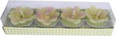 kaarsen gerbera's 4 x 4,5 cm wax groen 4 stuks