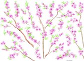 muursticker Peach Branch dames groen/roze 20-delig