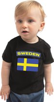 Sweden baby shirt met vlag zwart jongens en meisjes - Kraamcadeau - Babykleding - Zweden landen t-shirt 68 (3-6 maanden)
