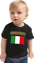 Italia baby shirt met vlag zwart jongens en meisjes - Kraamcadeau - Babykleding - Italie landen t-shirt 74 (5-9 maanden)