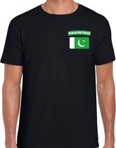 Pakistan t-shirt met vlag zwart op borst voor heren - Pakistan landen shirt - supporter kleding L