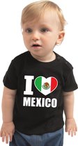 I love Mexico baby shirt zwart jongens en meisjes - Kraamcadeau - Babykleding - Mexico landen t-shirt 74 (5-9 maanden)