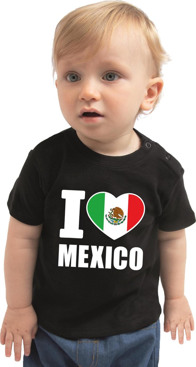 I love Mexico baby shirt zwart jongens en meisjes - Kraamcadeau - Babykleding - Mexico landen t-shirt 74