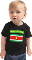 Suriname baby shirt met vlag zwart jongens en meisjes - Kraamcadeau - Babykleding - Suriname landen t-shirt 62 (1-3 maanden)